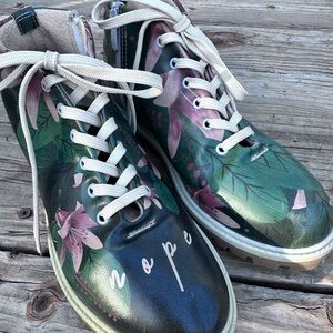 Green Floral Women's Shoes